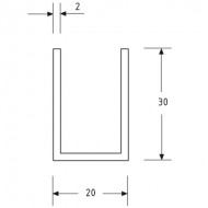 20mm X 30mm U Channel - Alinox (SS Effect) - 16mm Groove