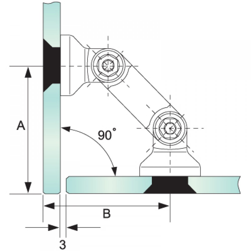 Glass to Glass Partition Bracket (82mm Bar)