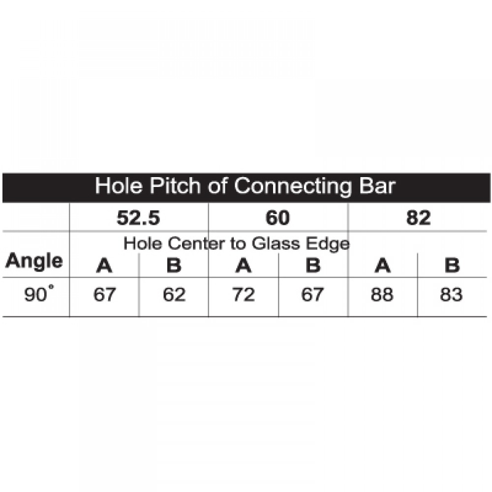 Countersunk Glass to Wall Partition Bracket (82mm Bar)