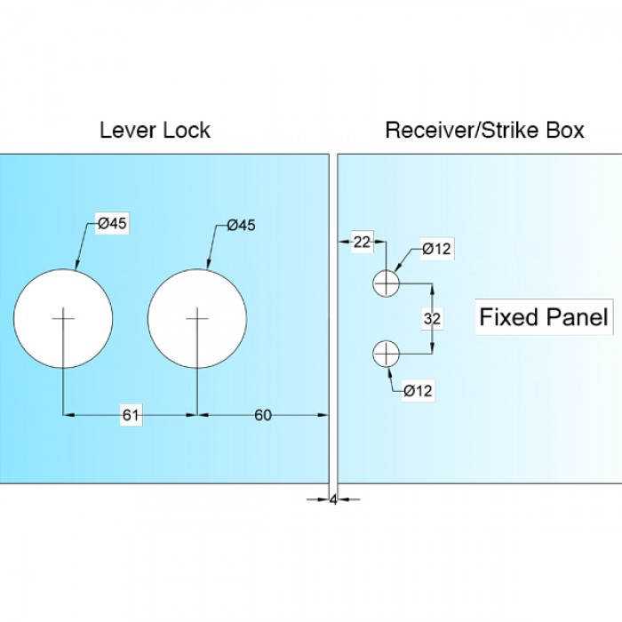 Lever Lock Strike Box - Aluminium Matt Silver