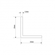 25mm X 25mm Right Angle Profile - Anodised Aluminium