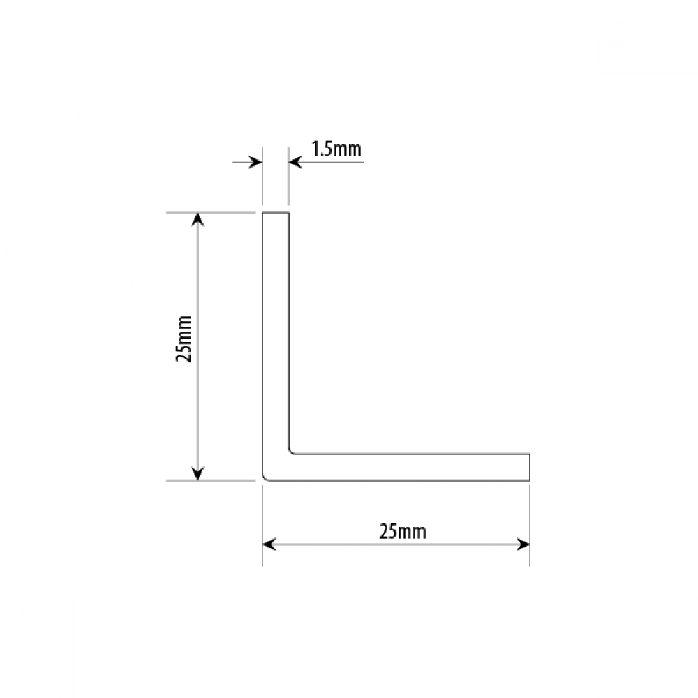 25mm X 25mm Right Angle Profile - Alinox (SS Effect)