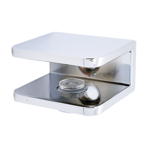 Curved Edge Wall Mounted Glass Shelf With Chrome Finish Shelf Supports 