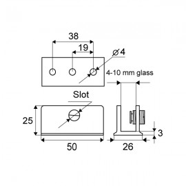 Rectangle Shaped Shelf Support 4-10mm Glass