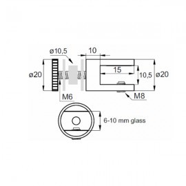U Type Single Shelf Support - Chrome - 6-10mm Glass