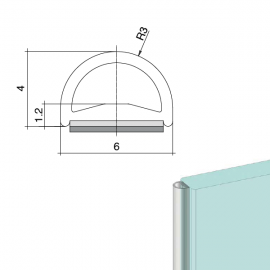 Glass Bumper - Self Adhesive Door Seal - 12 Metres