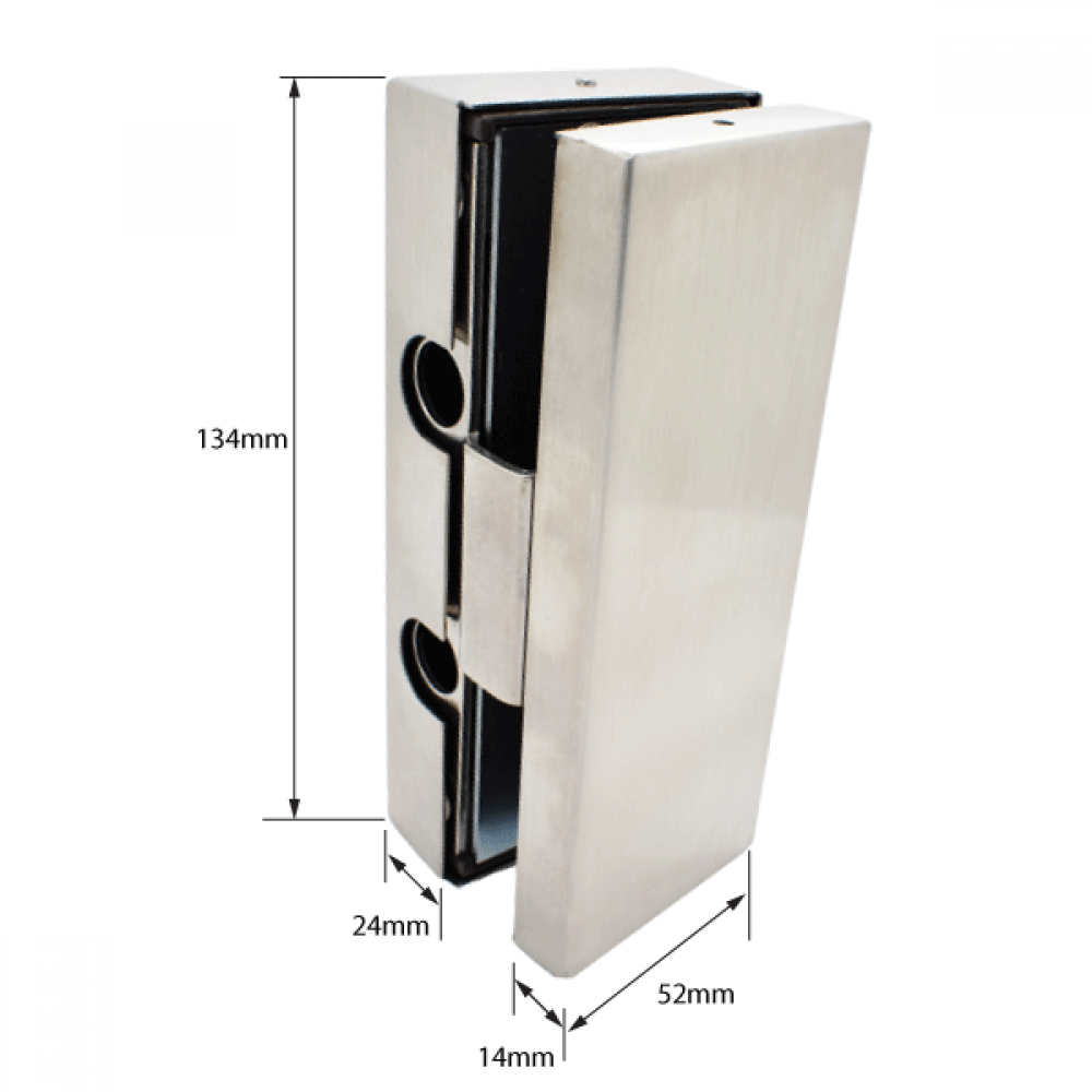 Non Drill Strike Box For Glass Doors - Satin Stainless