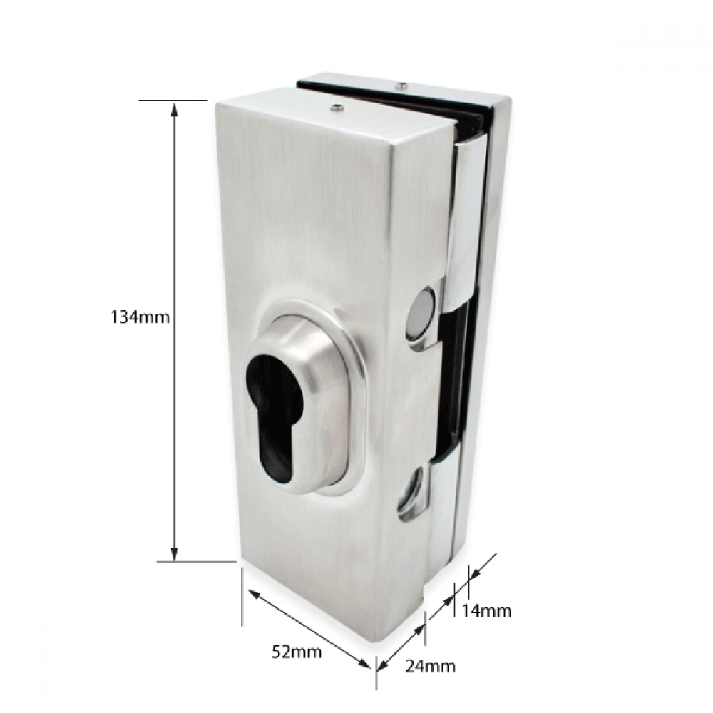 Non Drill Patch Lock For Glass Doors - Satin Stainless