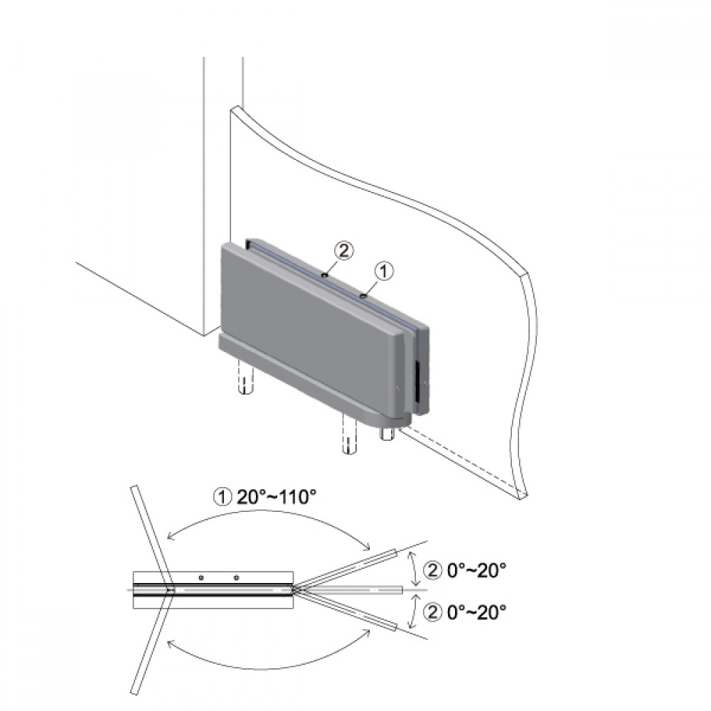 GCC Glass Door Hydraulic Bottom & Top Patch Fitting Kit