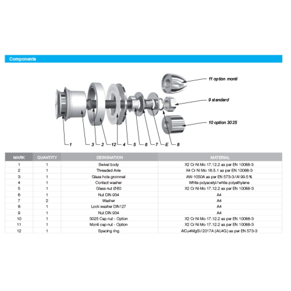 Countersunk Head Articulated Bolt For Insulated Glass Units