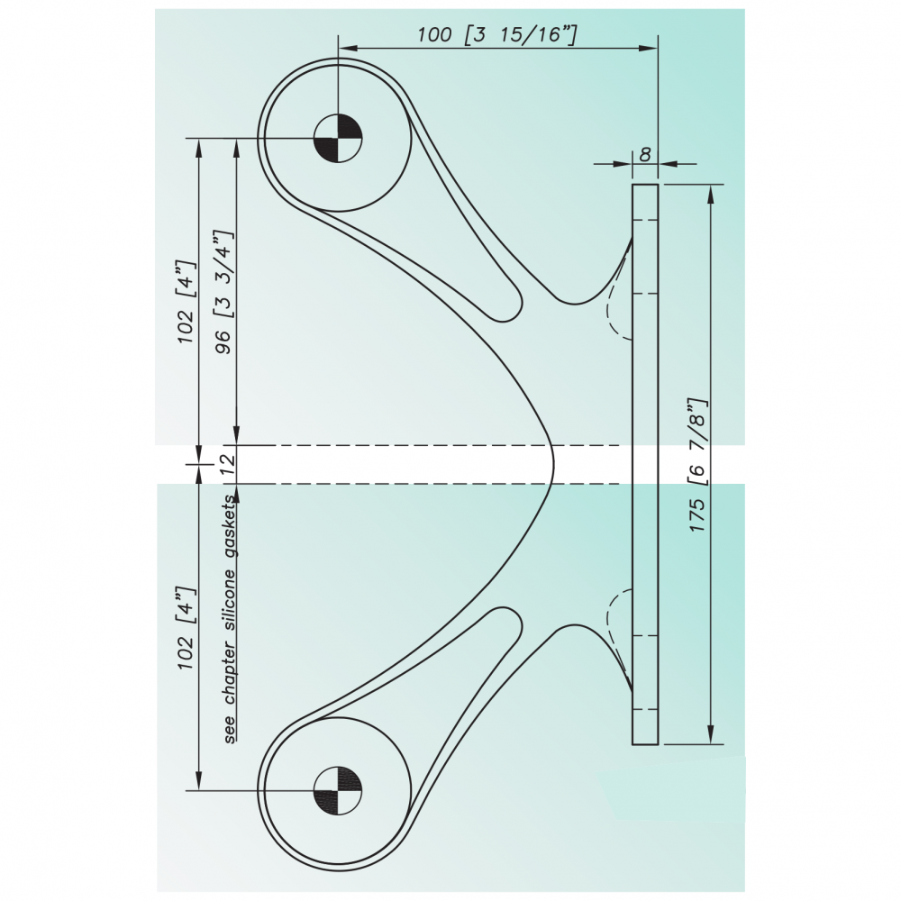 S3100 Spider Bracket Series - 2 Arm - AISI316