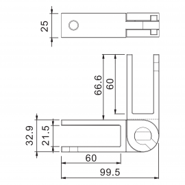 Adjustable SS Glass To Glass Panel Support 16.76-19mm Glass