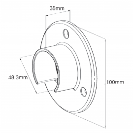 Slotted Handrail to Wall Bracket for Tube 48.3mm x 1.5mm