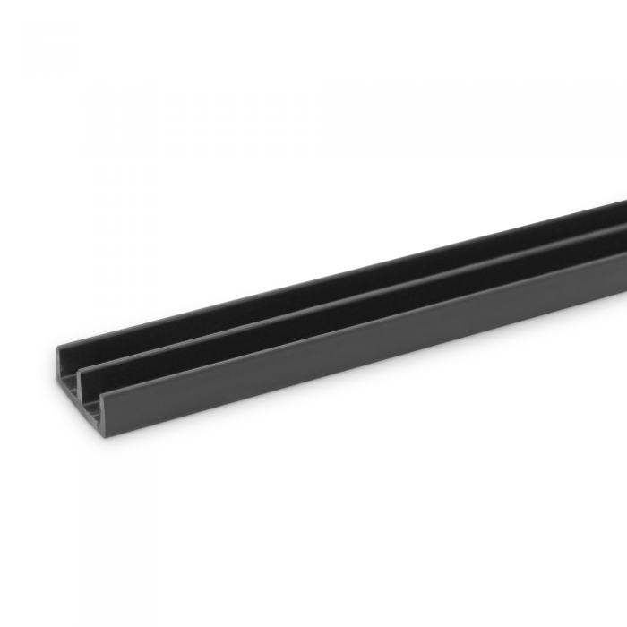 4mm Plastic Sliding Track - Bottom -  Black - 2.44 Mtr