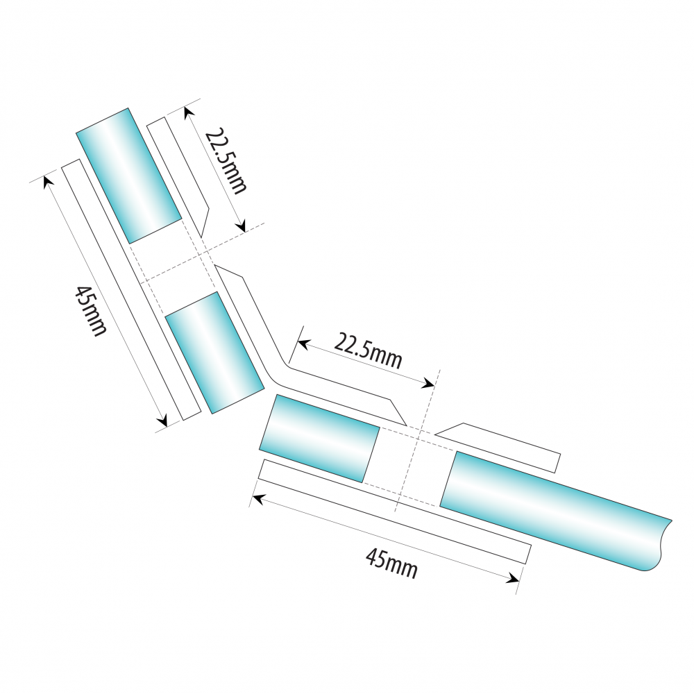 135 Degree Glass-To-Glass Shower Fixing -  Satin Chrome