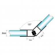 Set Of Magnetic Seals 8mm Glass For 135 Degree Doors