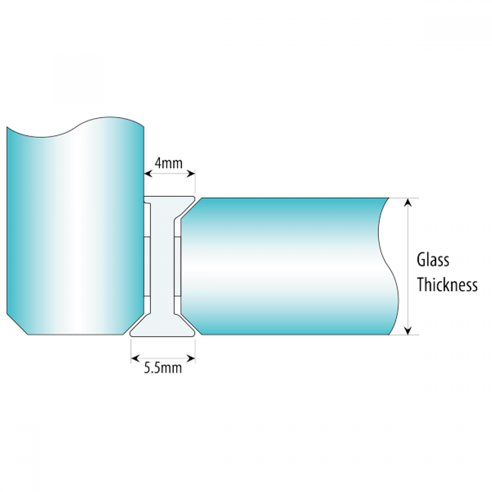 90 Degree - 12mm - Clear Glass To Glass Joiner