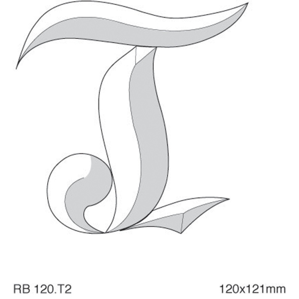 Stylised alphabet letter T 120mm high(4)