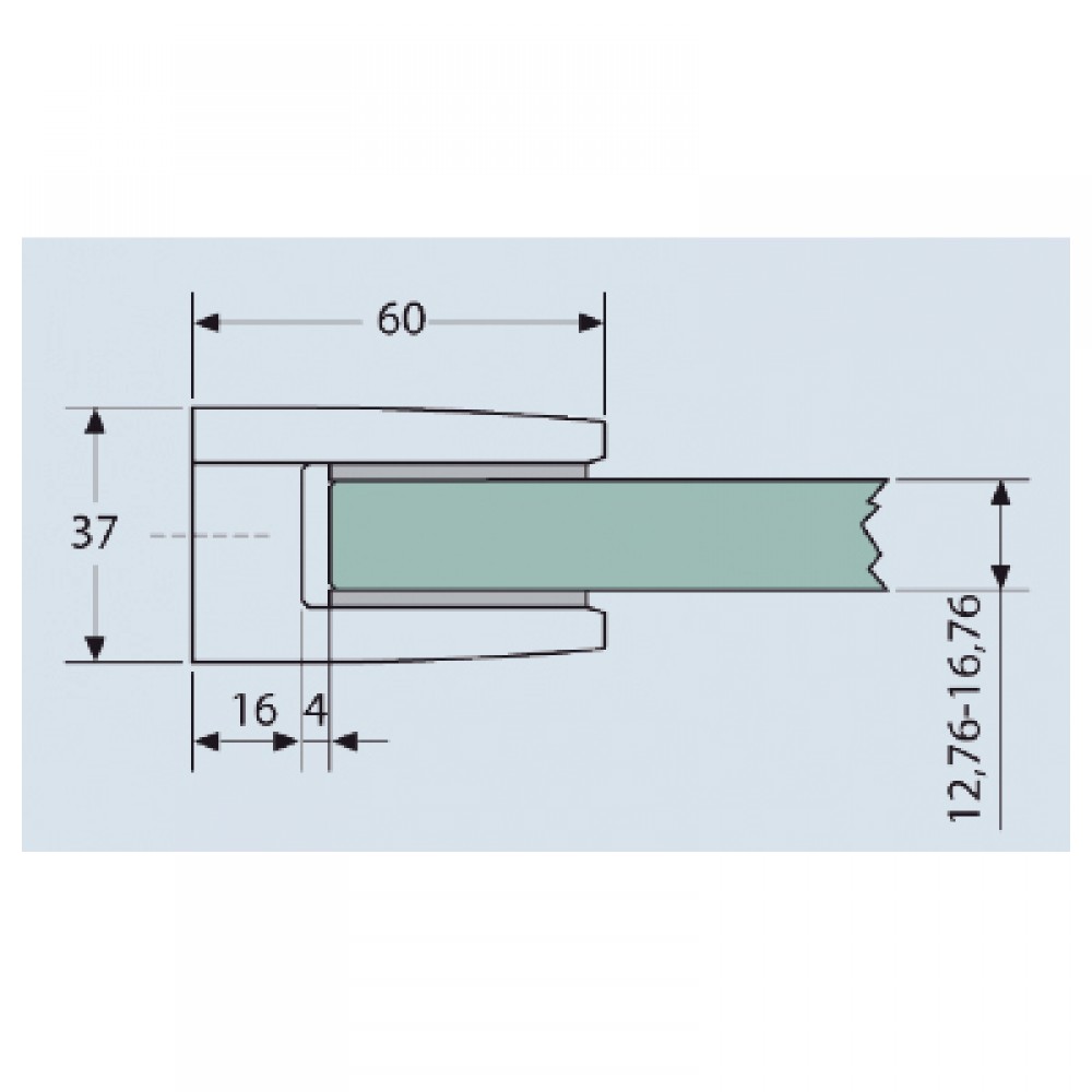 Glass Clamp - 14.76mm Glass - Stainless Steel - Ground - F/B