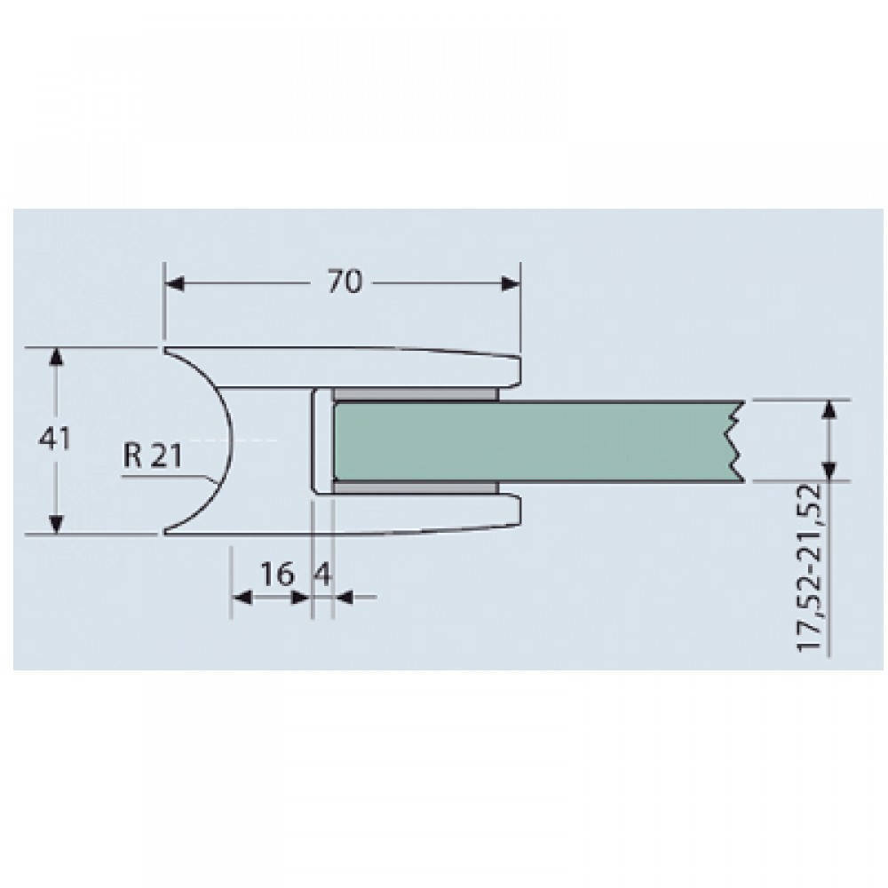 Glass Clamp - 19.52mm Glass - Stainless Steel - Ground - R/B